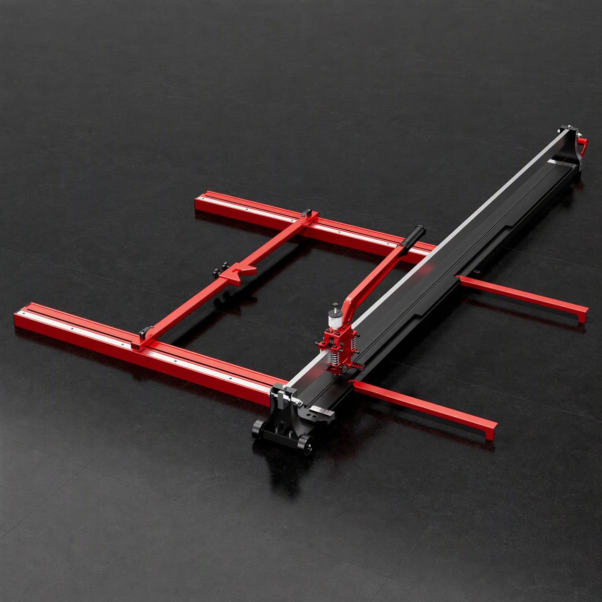 Manual tile cutter working on large-format tile